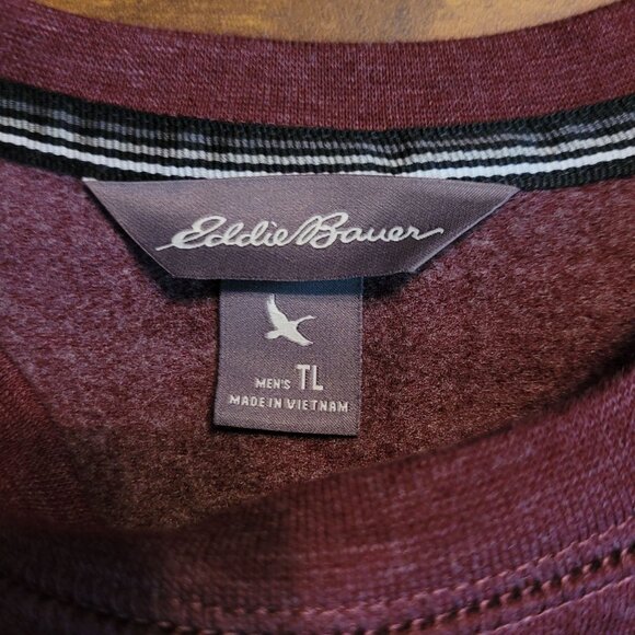Eddie Bauer Jersey Knit Shirt Mens LT Crewneck Sweatshirt Long Sleeve Burgundy - Picture 3 of 9